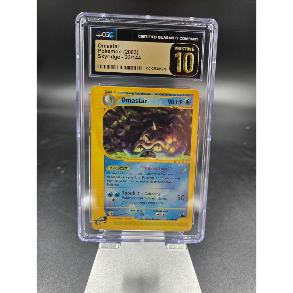 CGC Pristine 10 Omastar 23/144 Skyridge 2003 Pokemon Card e-Reader Rare